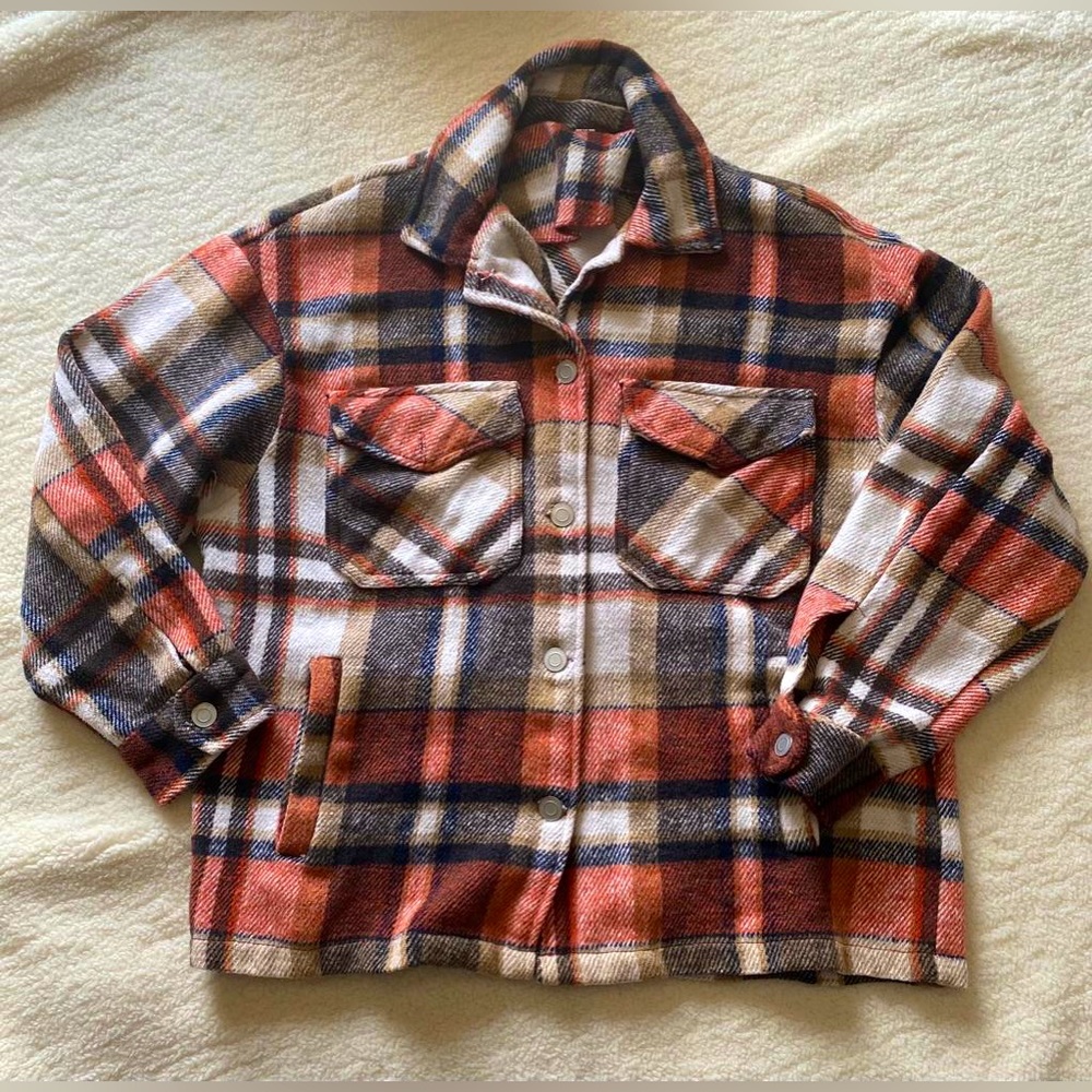 Plaid fall button down top